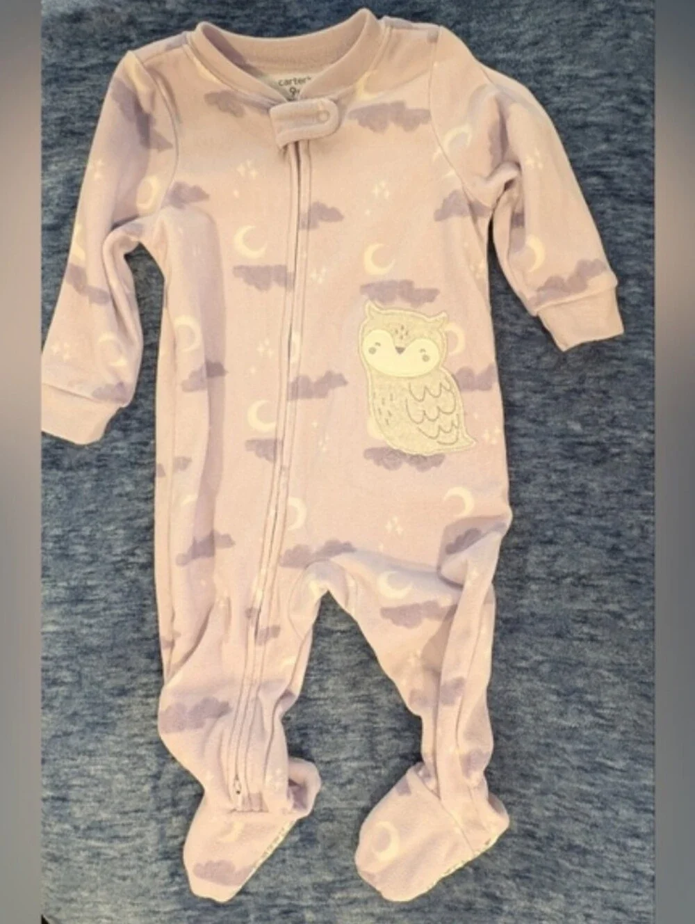 Carter's 9M Purple Owl Print Footie